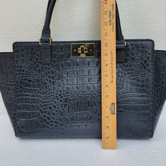 Kate Spade New York Orchard Valley Croc Kelsey Black Leather Tote Bag With Gold - Picture 6 of 16
